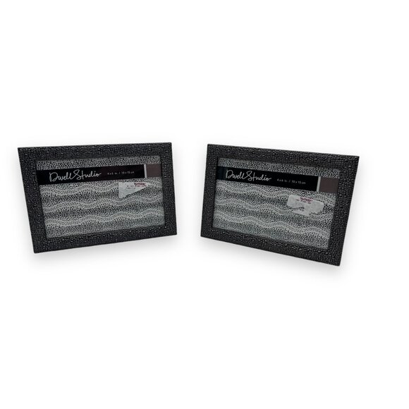 DwellStudio Black Pebble Texture 4x6" Picture Frames Set Of 2 - Picture 8 of 10